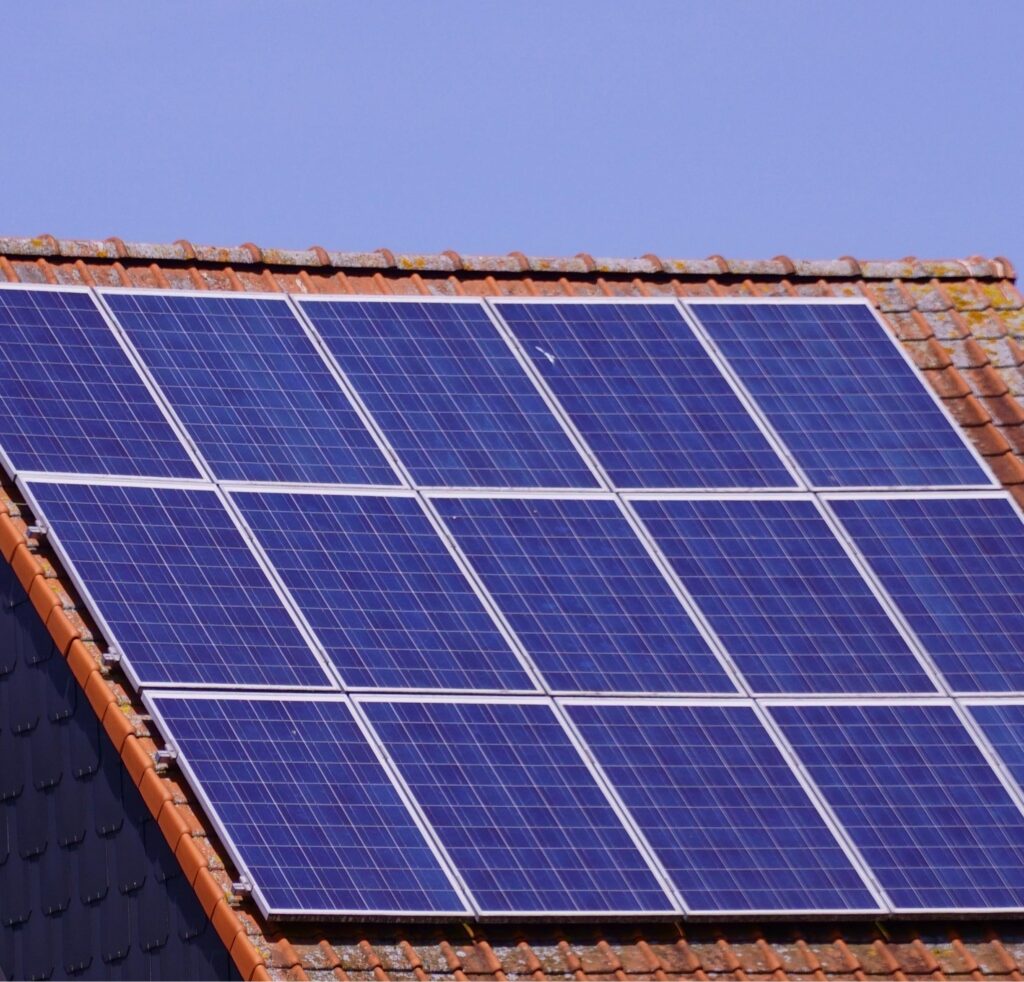 Photo of a roof with solar panels